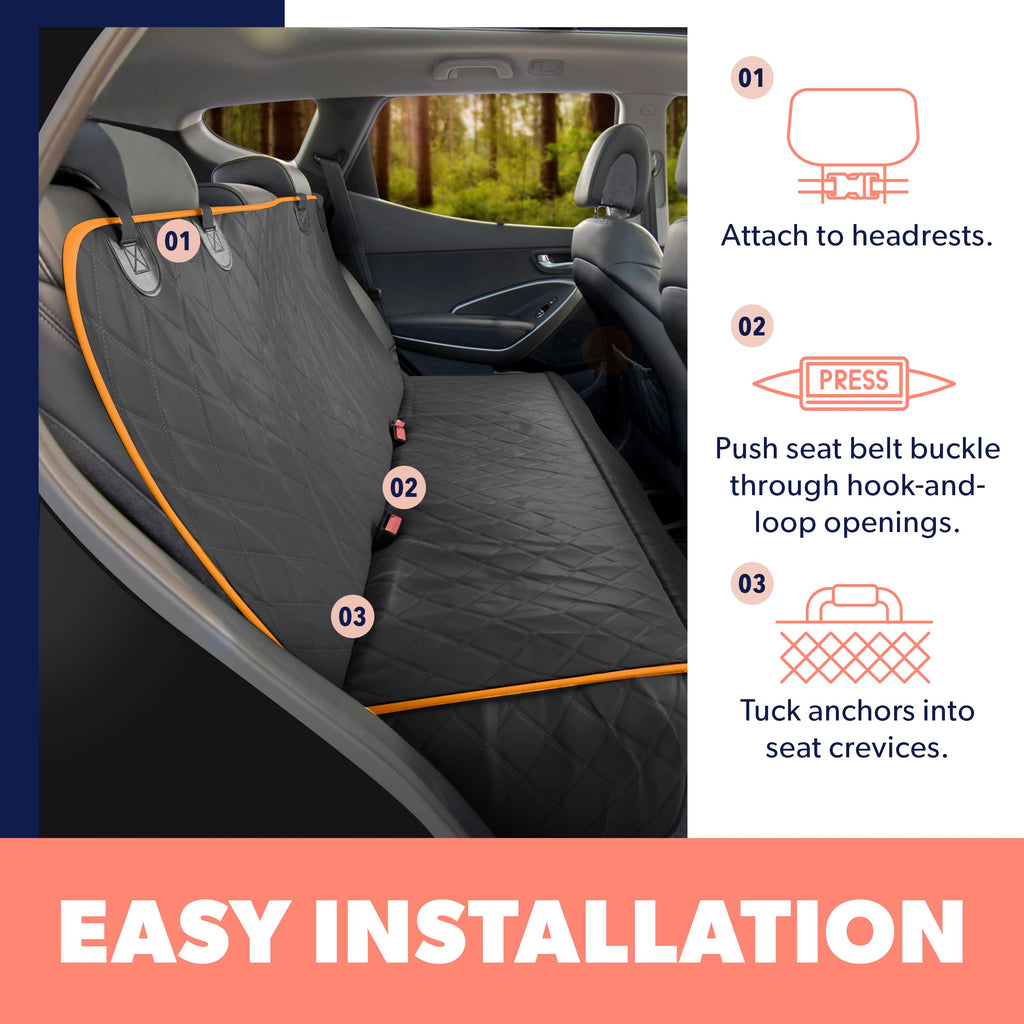 Standard Dog Car Hammock Back Seat Cover, Waterproof Backseat Cover Protector for Truck Bench Rear of Sedans or SUVs, Essential Pet Supplies Vacuum or Wipe Clean, Machine Washable