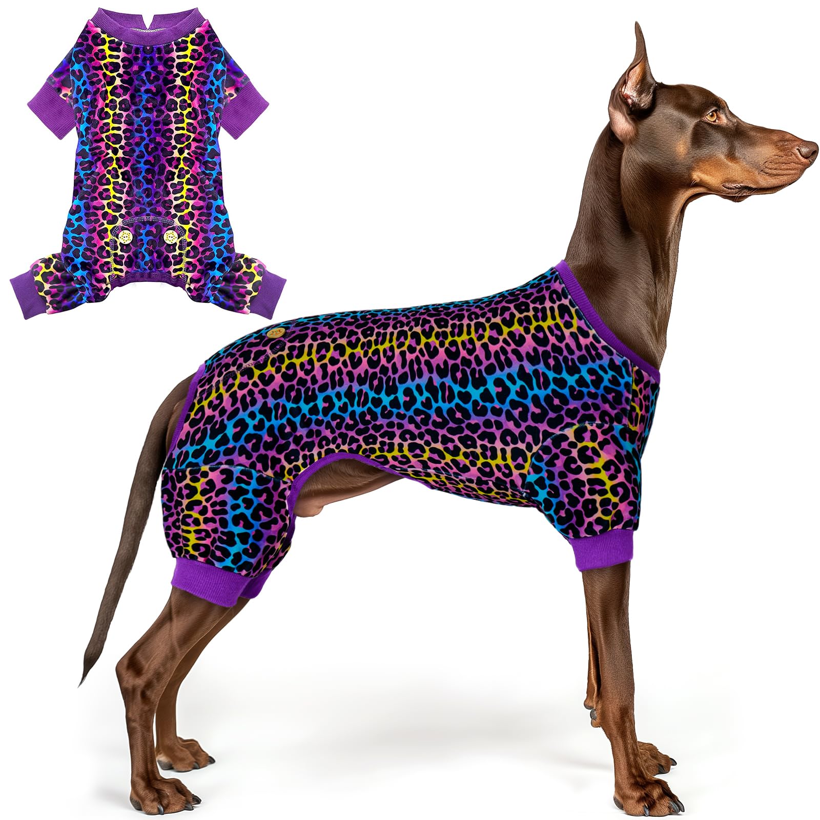 Dog Pajamas Velvet Dog Pajamas Large Sized Dogs Soft Dogs Clothes Pjs with Yellow Ducks Pattern Stretchy Pet Jammies Coat Comfy Pet Onesie Costume