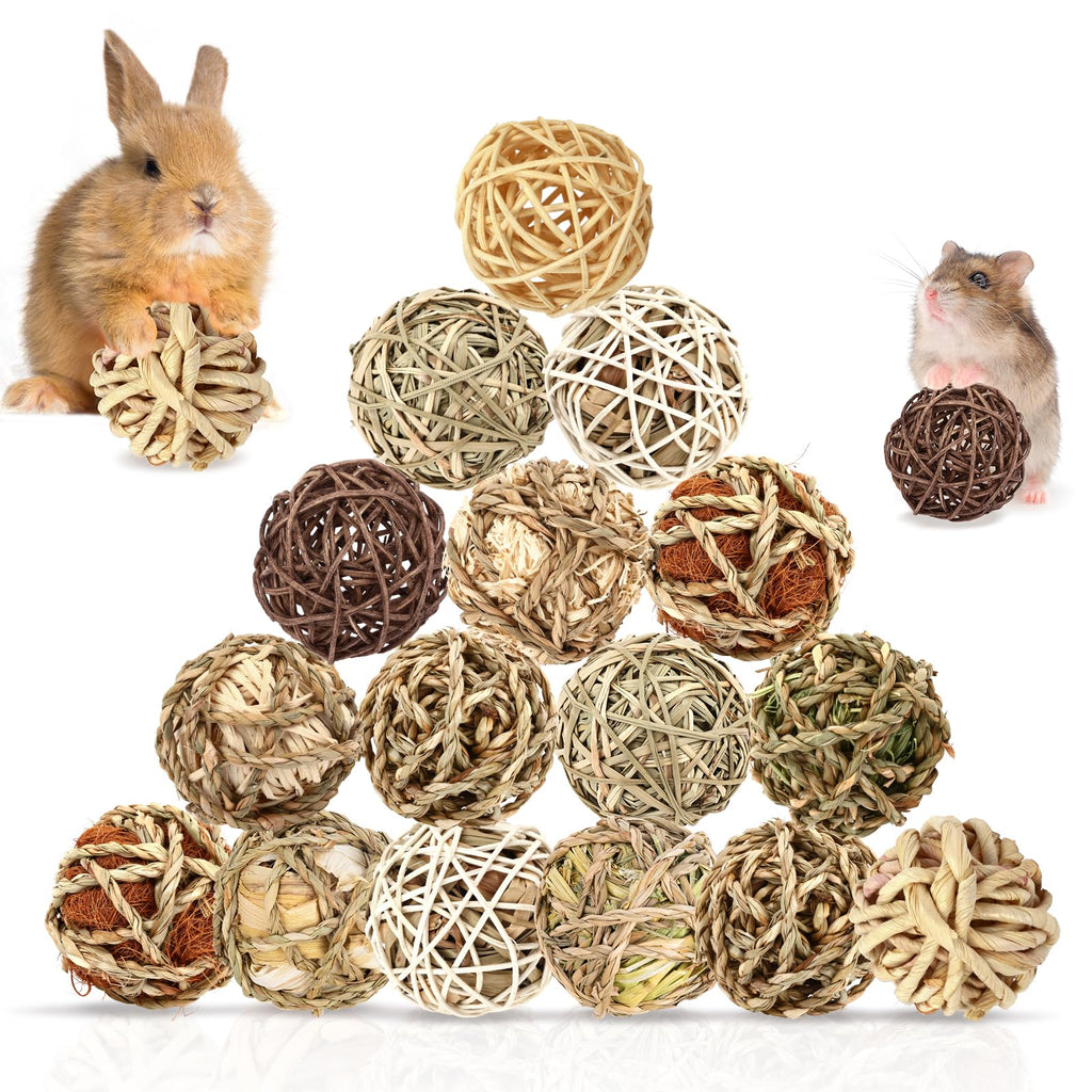 Bunny Chew Grass Balls, (8 Pcs) Rolling Chew Toys for Small Animals, Natural Chew Grass Toys and Bunny Treats for Rabbits, Guinea Pigs, Chinchillas, Hamsters, Mice Teeth Grinding