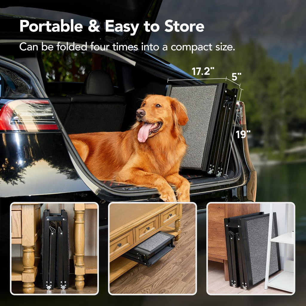 Dog Ramp for Car 63" Long & 17" Wide Portable Dog Ramps for Large Dogs with Non-Slip Rug Surface Dog Car Ramp for SUV Car & Truck, Folding Dog Ramp Up to 250LBS