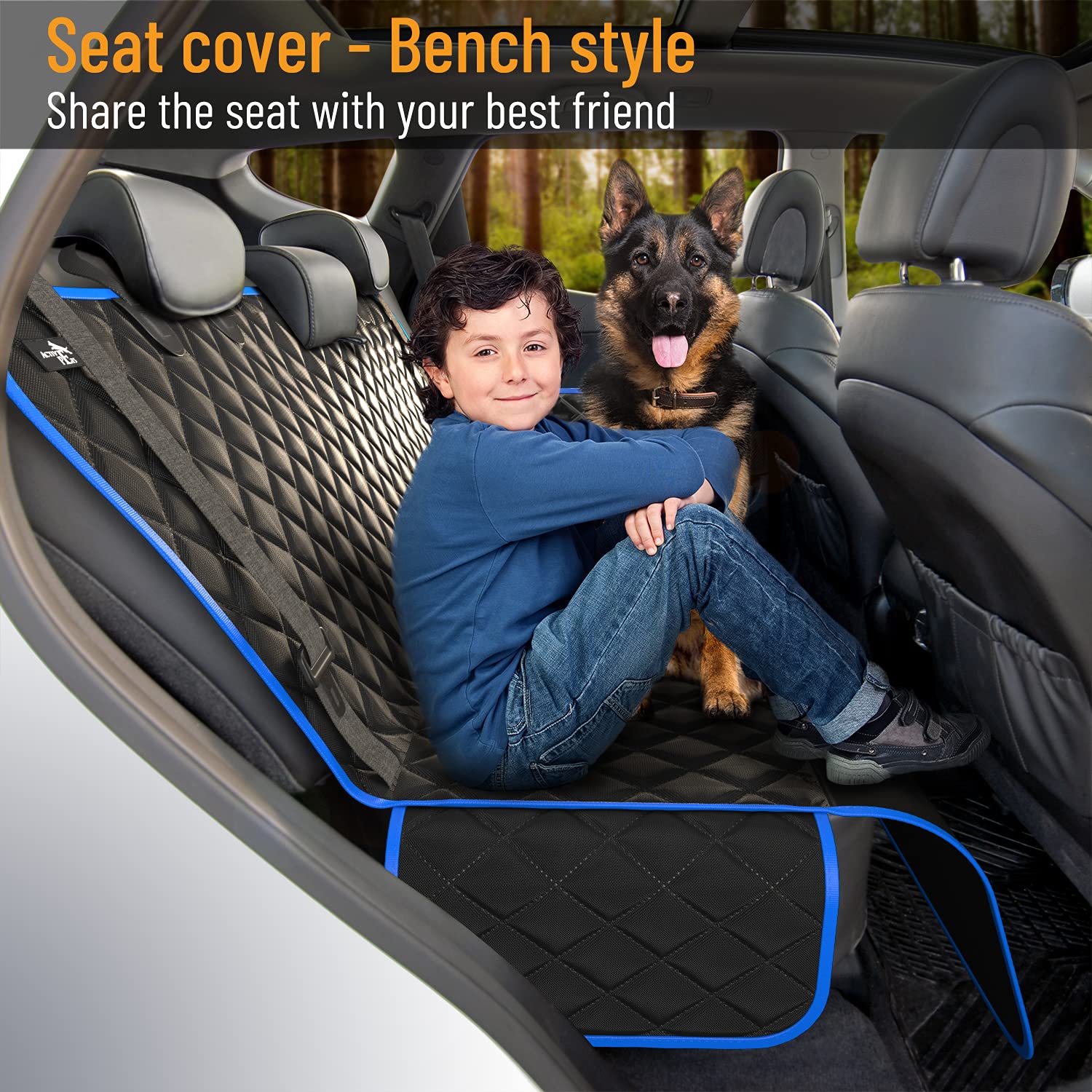 Standard Dog Car Hammock Back Seat Cover, Waterproof Backseat Cover Protector for Truck Bench Rear of Sedans or SUVs, Essential Pet Supplies Vacuum or Wipe Clean, Machine Washable
