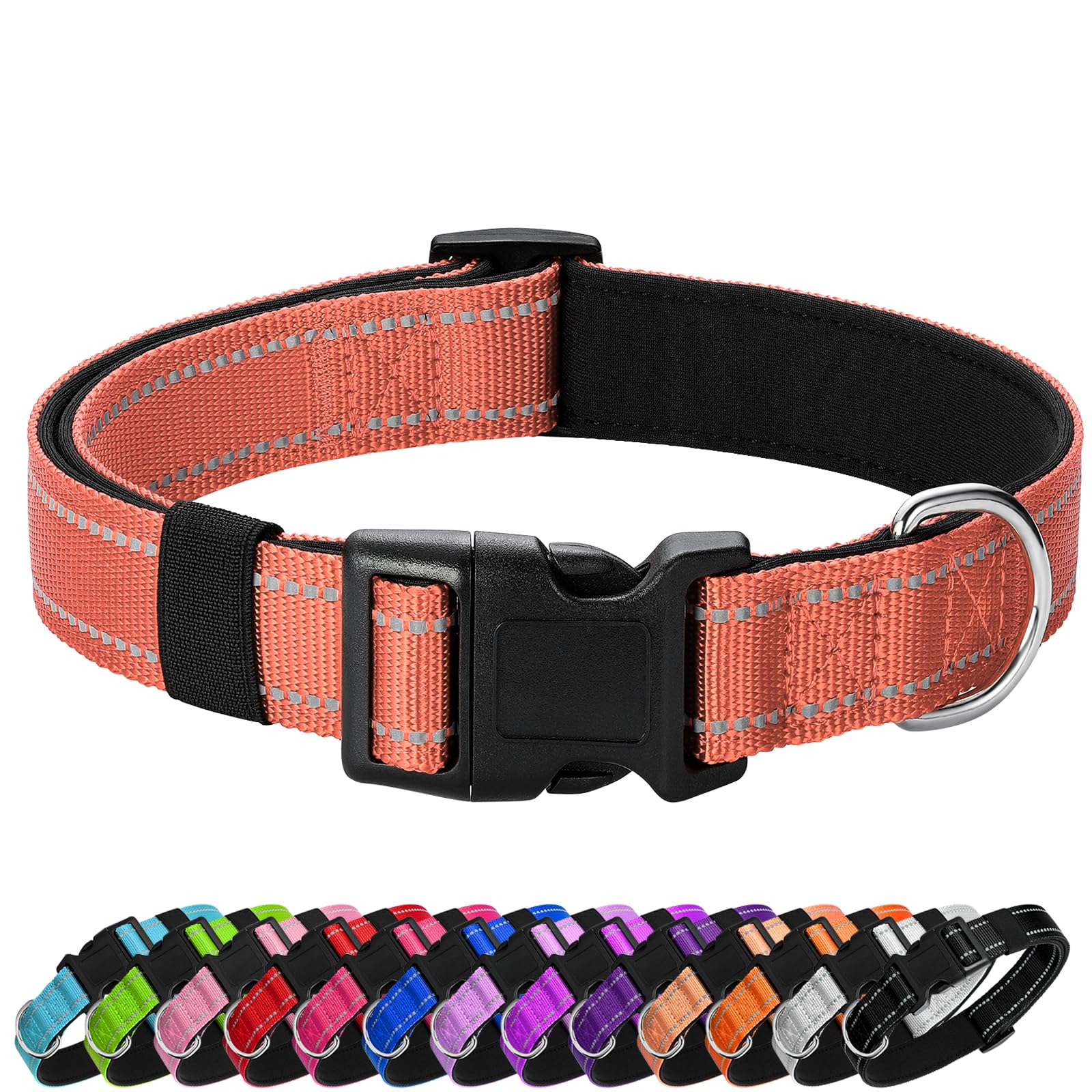 Reflective Dog Collar Padded with Soft Neoprene Breathable Quick Release Basic Dog Collars