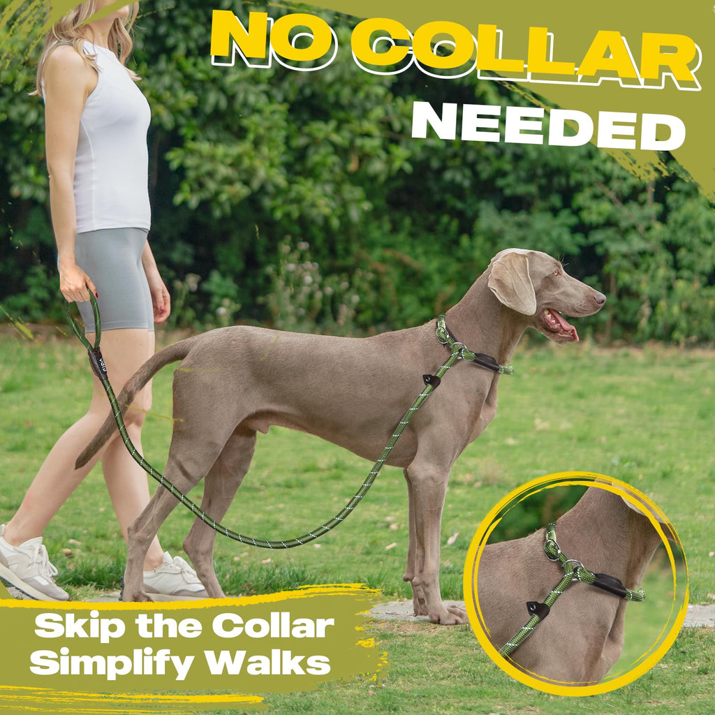 Durable Slip Lead Dog Leash, Heavy Duty Dog Loop Leashes, Comfortable Strong Rope Slip Leash for Large Medium Dogs, No Pull Pet Training Lead with Highly Reflective