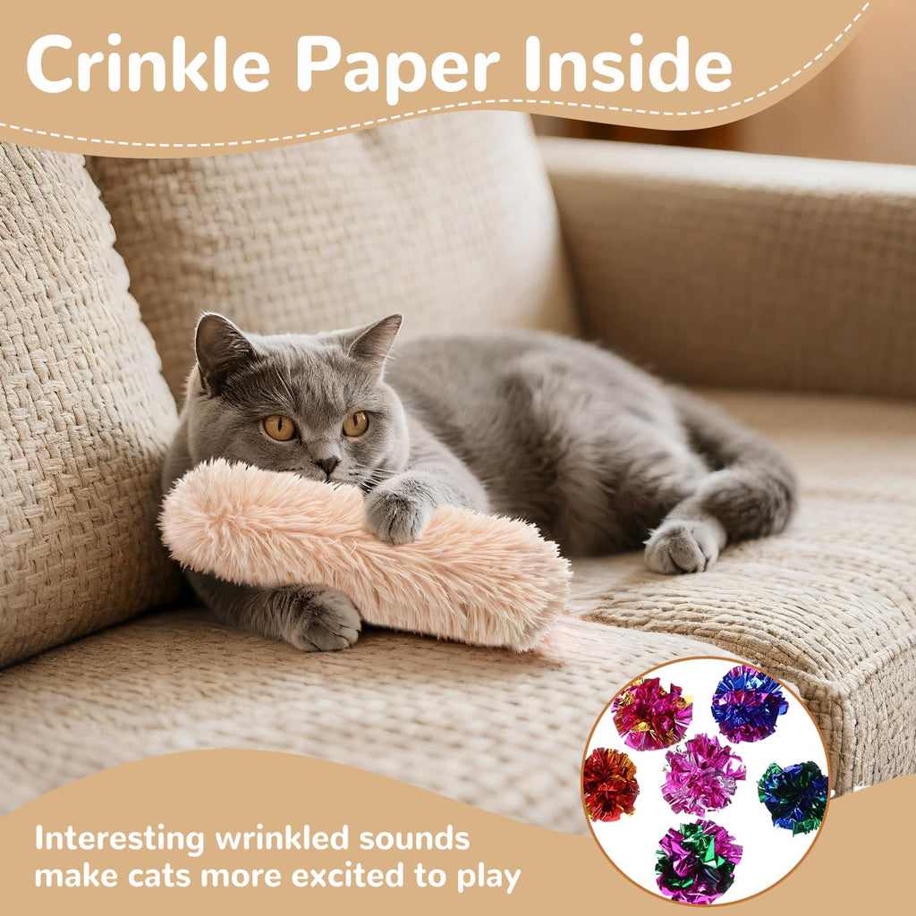 Cat Toys, Catnip Toys Natural Pillows Toys, Crinkle Sound Catnip Toys, Durable Cat Toys for Indoor Cats (Green Orange Grey, 3)