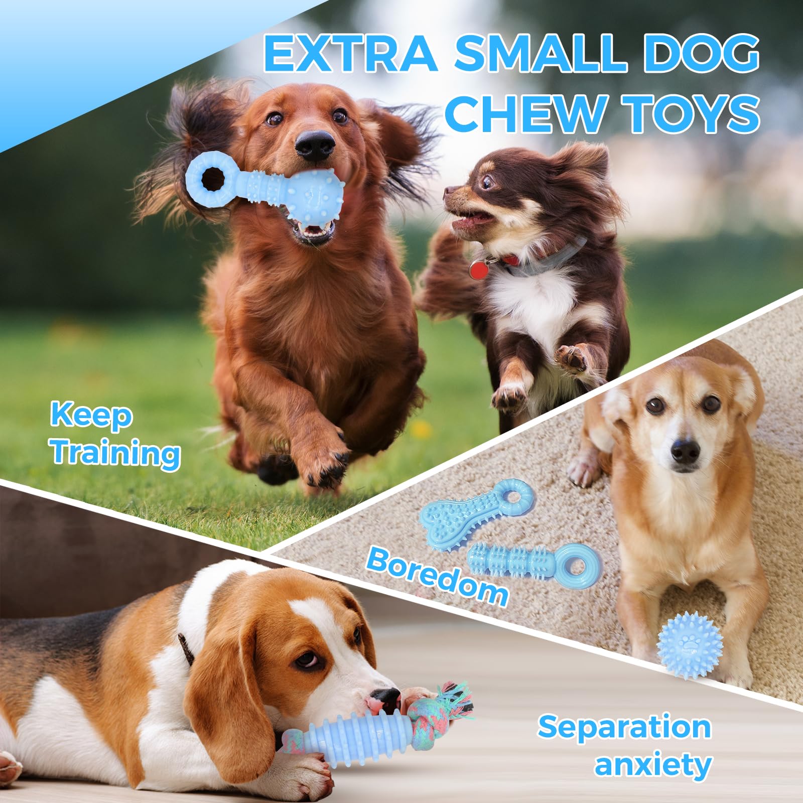 6 Pack Red Dog Chew Toys, Small Dog Teething Toys, Dental Health & Interactive Play