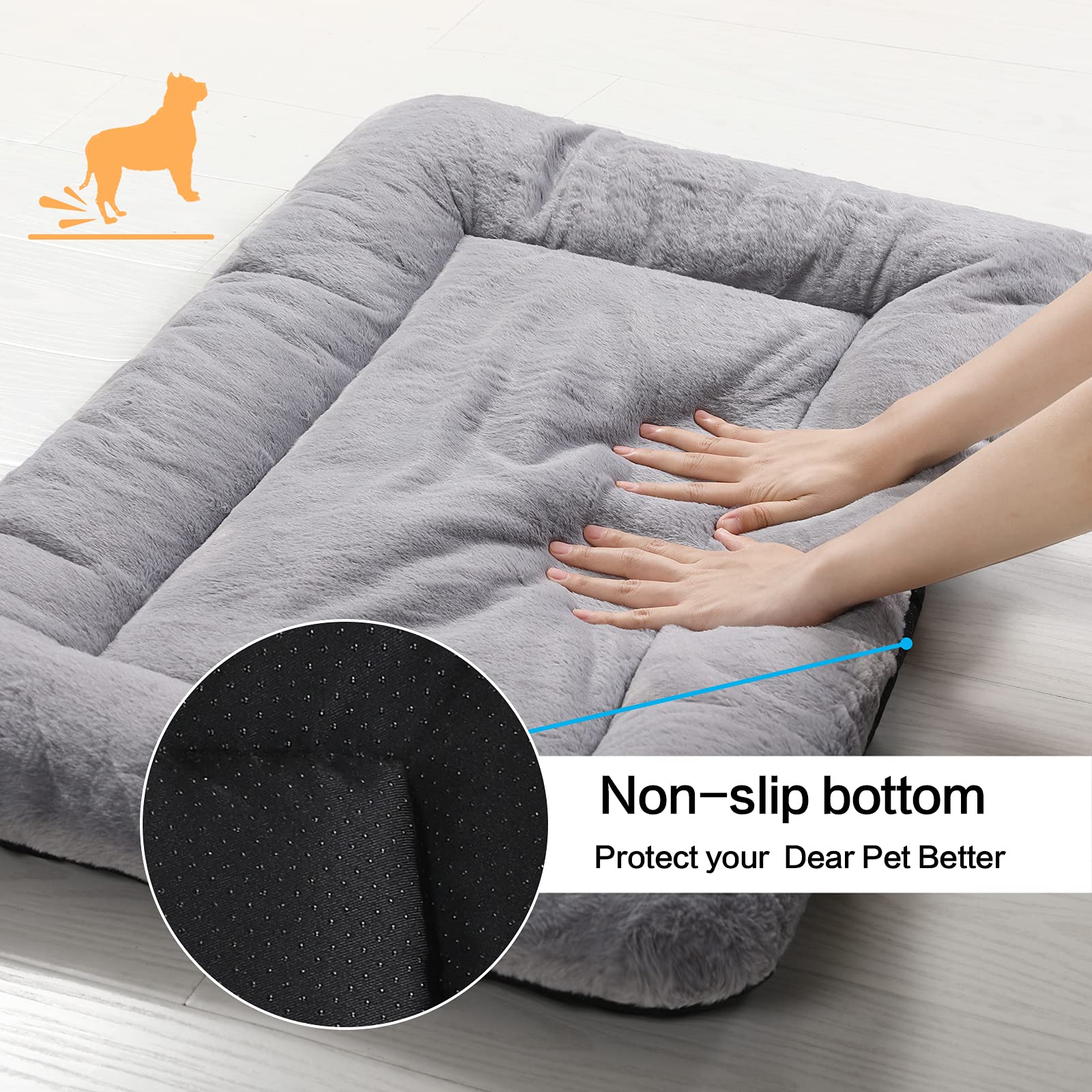 Dog Beds Crate Pad for Medium/Large Dogs Fit Metal,Ultra Soft, Washable & Anti-Slip Kennel Pad for Dogs Cozy Sleeping