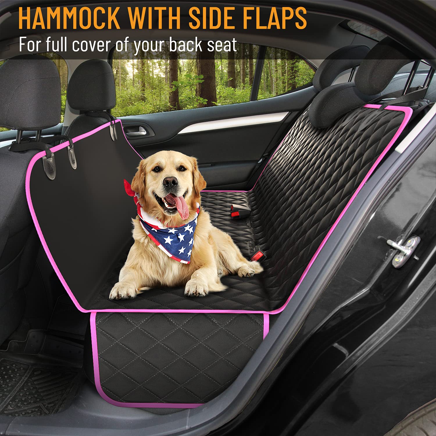 Standard Dog Car Hammock Back Seat Cover, Waterproof Backseat Cover Protector for Truck Bench Rear of Sedans or SUVs, Essential Pet Supplies Vacuum or Wipe Clean, Machine Washable