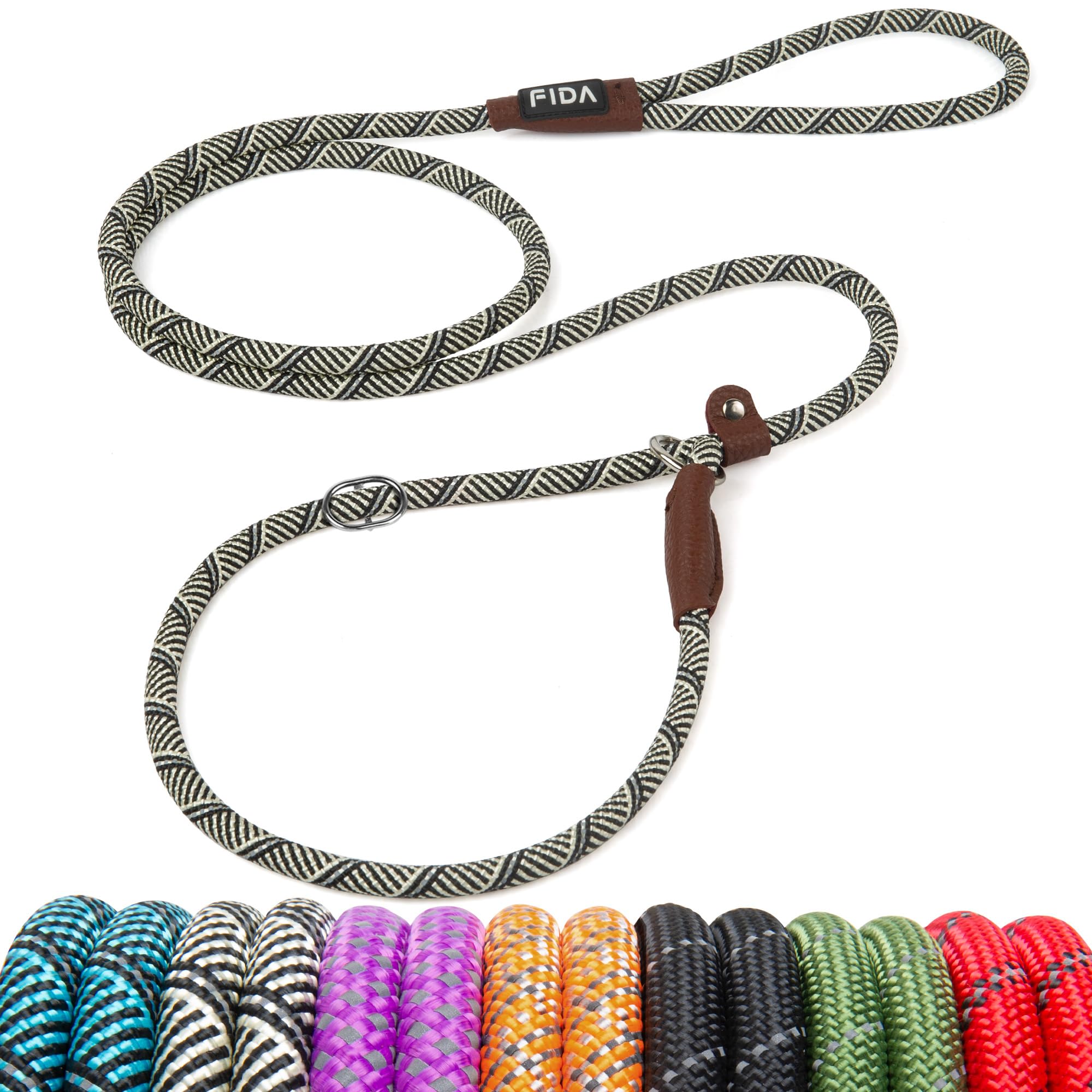 Durable Slip Lead Dog Leash, Heavy Duty Dog Loop Leashes, Comfortable Strong Rope Slip Leash for Large Medium Dogs, No Pull Pet Training Lead with Highly Reflective