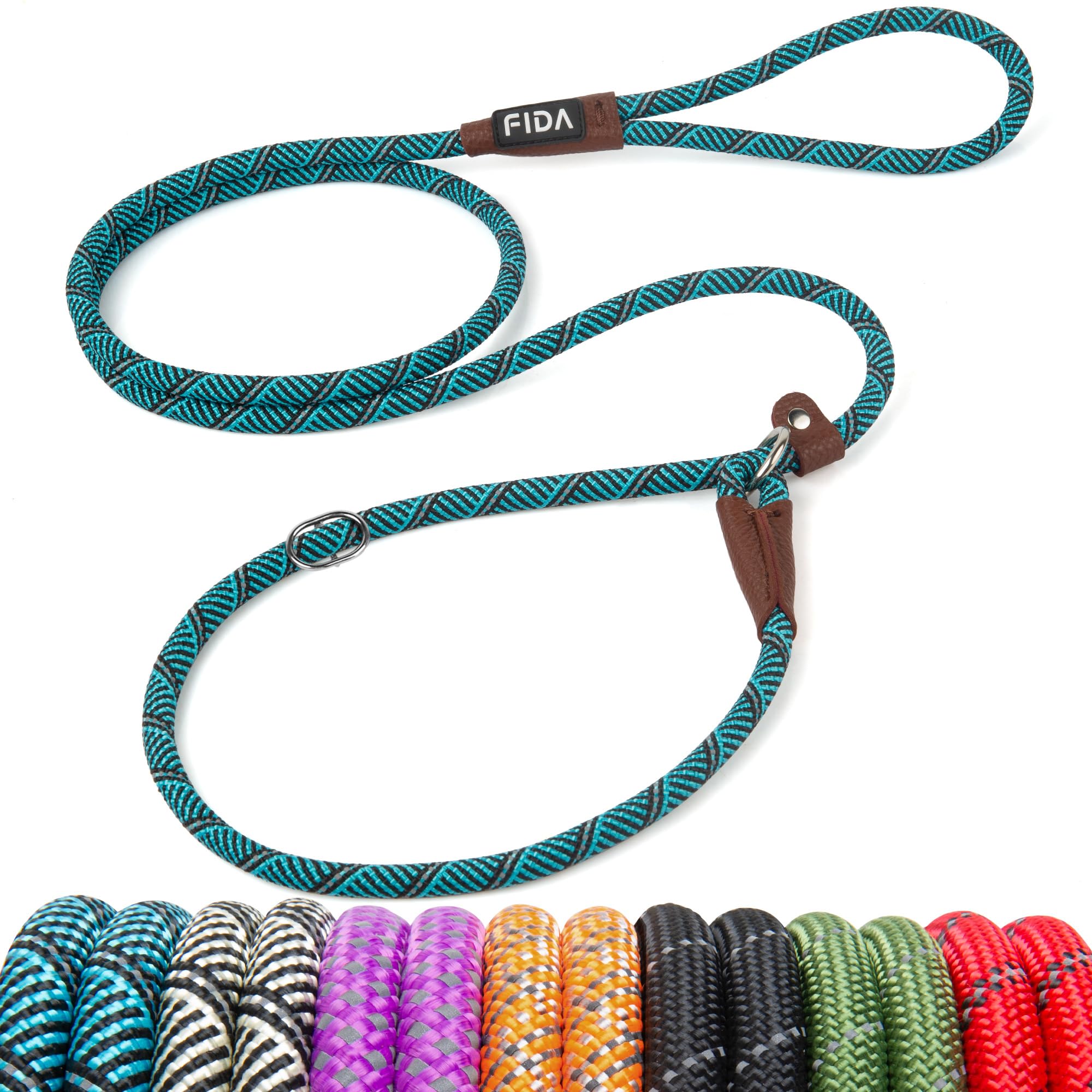 Durable Slip Lead Dog Leash, Heavy Duty Dog Loop Leashes, Comfortable Strong Rope Slip Leash for Large Medium Dogs, No Pull Pet Training Lead with Highly Reflective