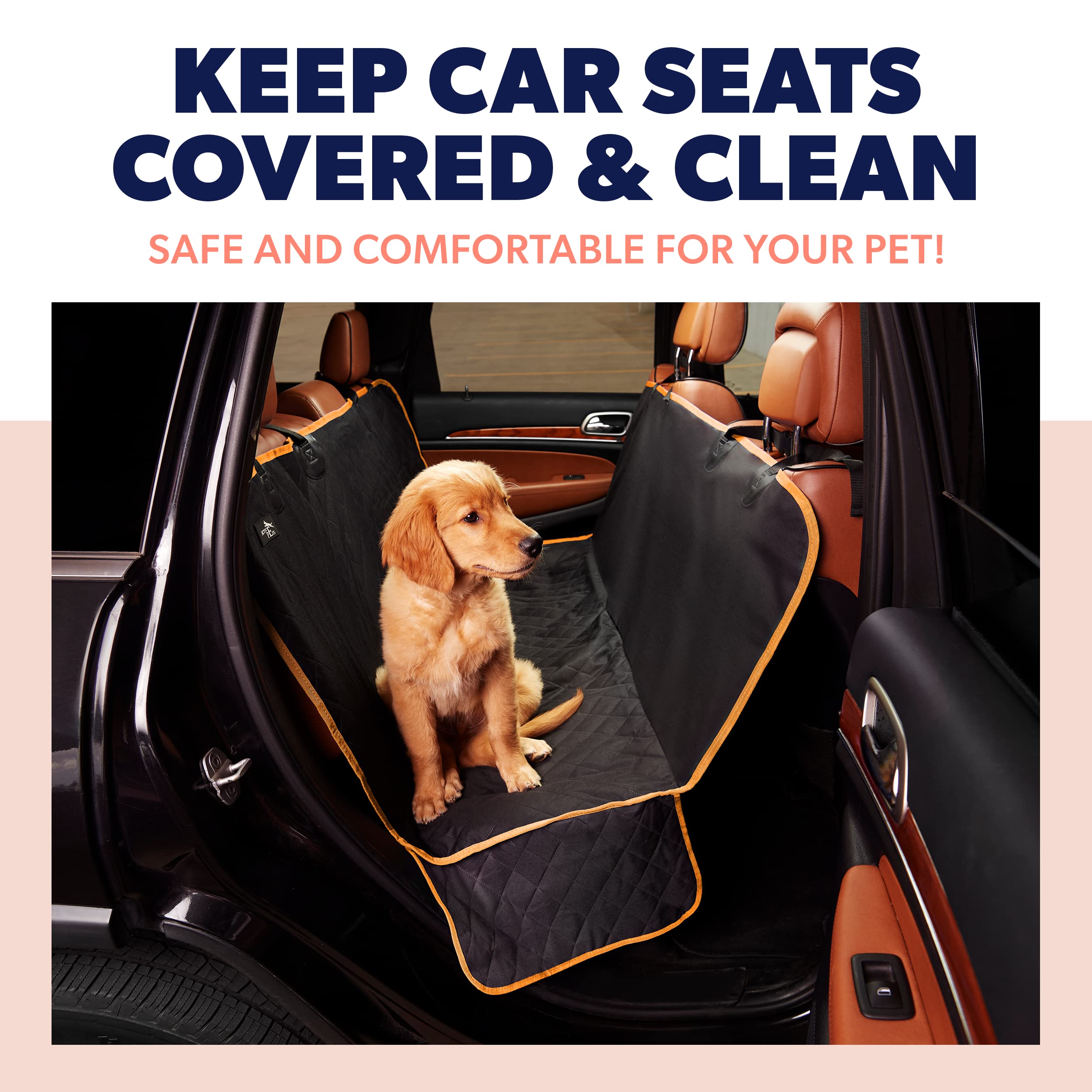 Standard Dog Car Hammock Back Seat Cover, Waterproof Backseat Cover Protector for Truck Bench Rear of Sedans or SUVs, Essential Pet Supplies Vacuum or Wipe Clean, Machine Washable