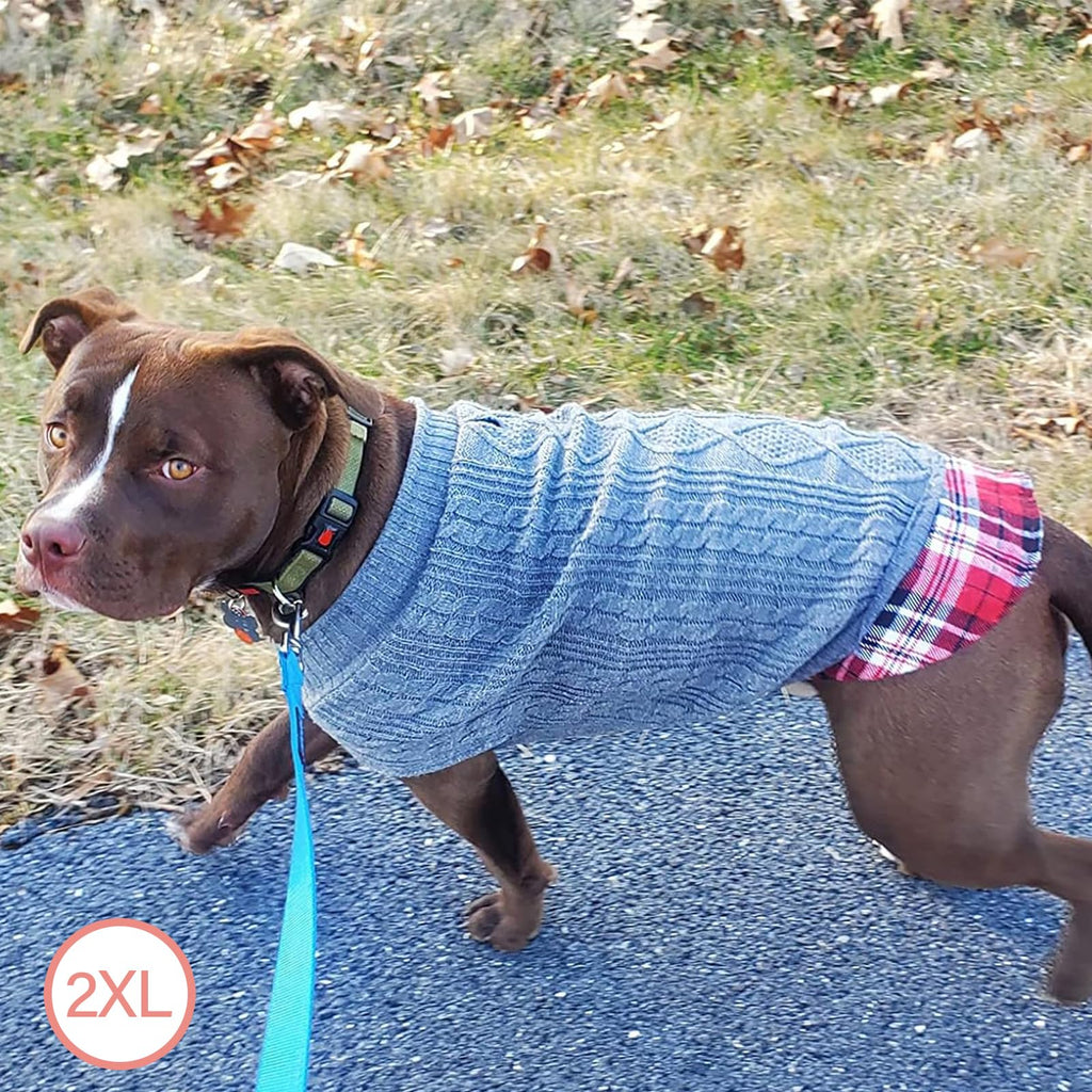 Premium Dog Sweater Soft Pullover Dog Sweaters for Small Dogs Male Stretchy Knitwear Cat Clothes Warm Turtleneck Small Dogs Sweater with Gingham Patchwork Comfy Pet Coat for Fall Winter Cold Weather