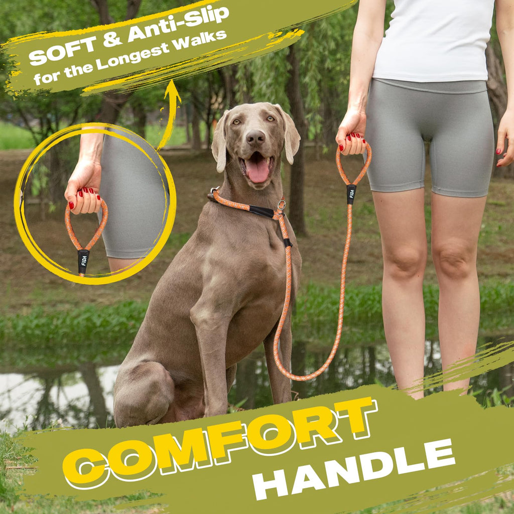 Durable Slip Lead Dog Leash, Heavy Duty Dog Loop Leashes, Comfortable Strong Rope Slip Leash for Large Medium Dogs, No Pull Pet Training Lead with Highly Reflective