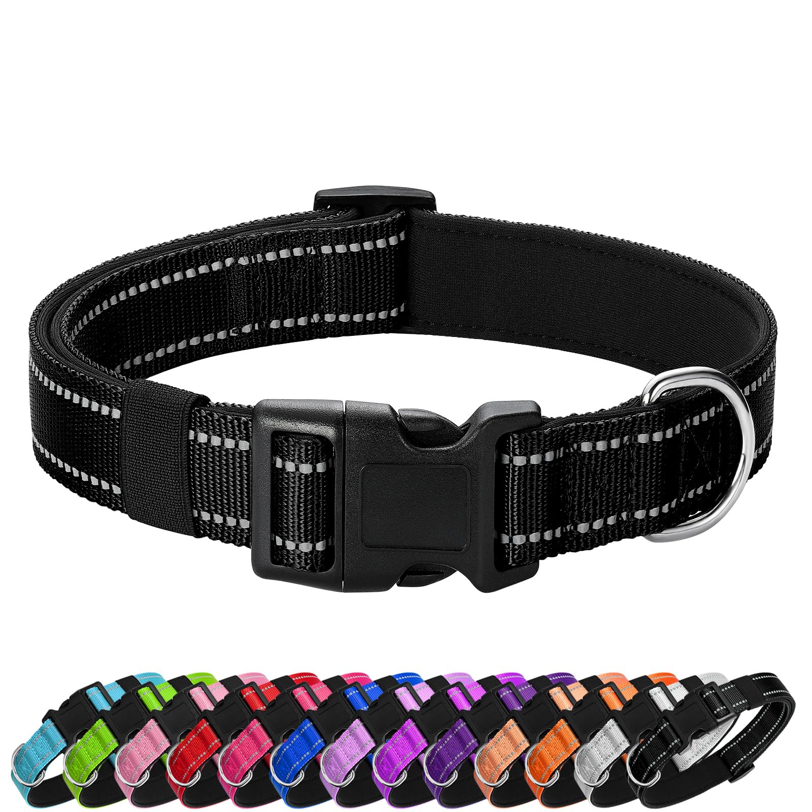 Reflective Dog Collar Padded with Soft Neoprene Breathable Quick Release Basic Dog Collars