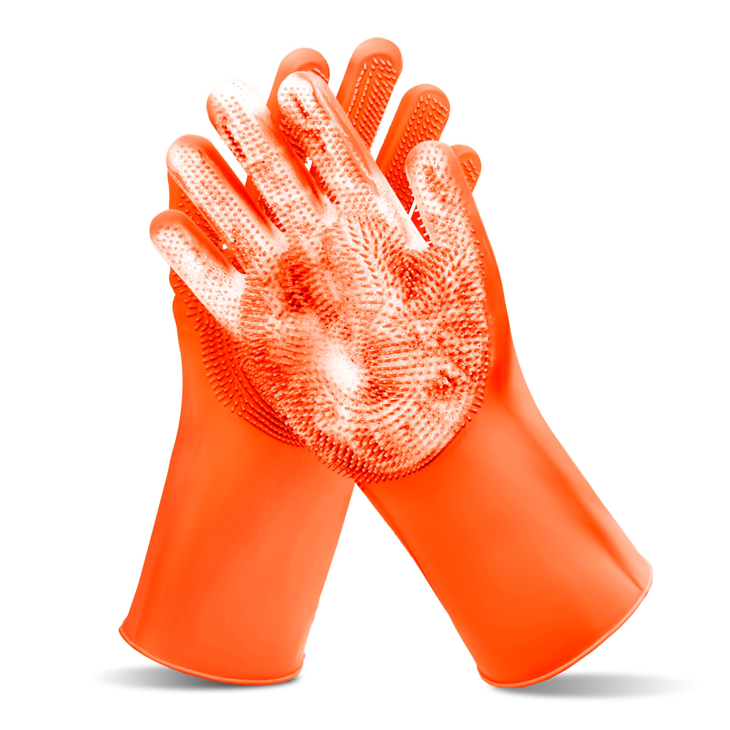 Pet Grooming Gloves—Heat Resistant Dog Washing Gloves with High-Density Teeth, Dog Bath Scrubber with Enhanced Five Finger Design, Silicone Gloves for Dogs and Cats Bathing, Massage (Blue)