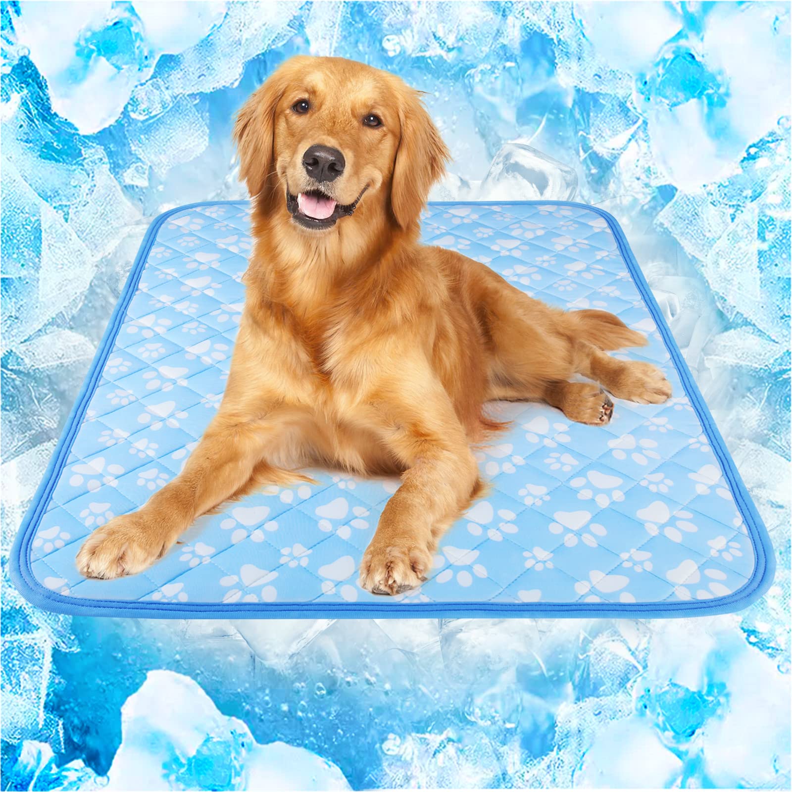 Cooling Mat for Dogs Extra Large,  Endothermic Color Changing Arc-Chill Cooling Fiber,Washable Non-Toxic Summer Pet Outdoor Bed Mat, Non-Slip&Foldable