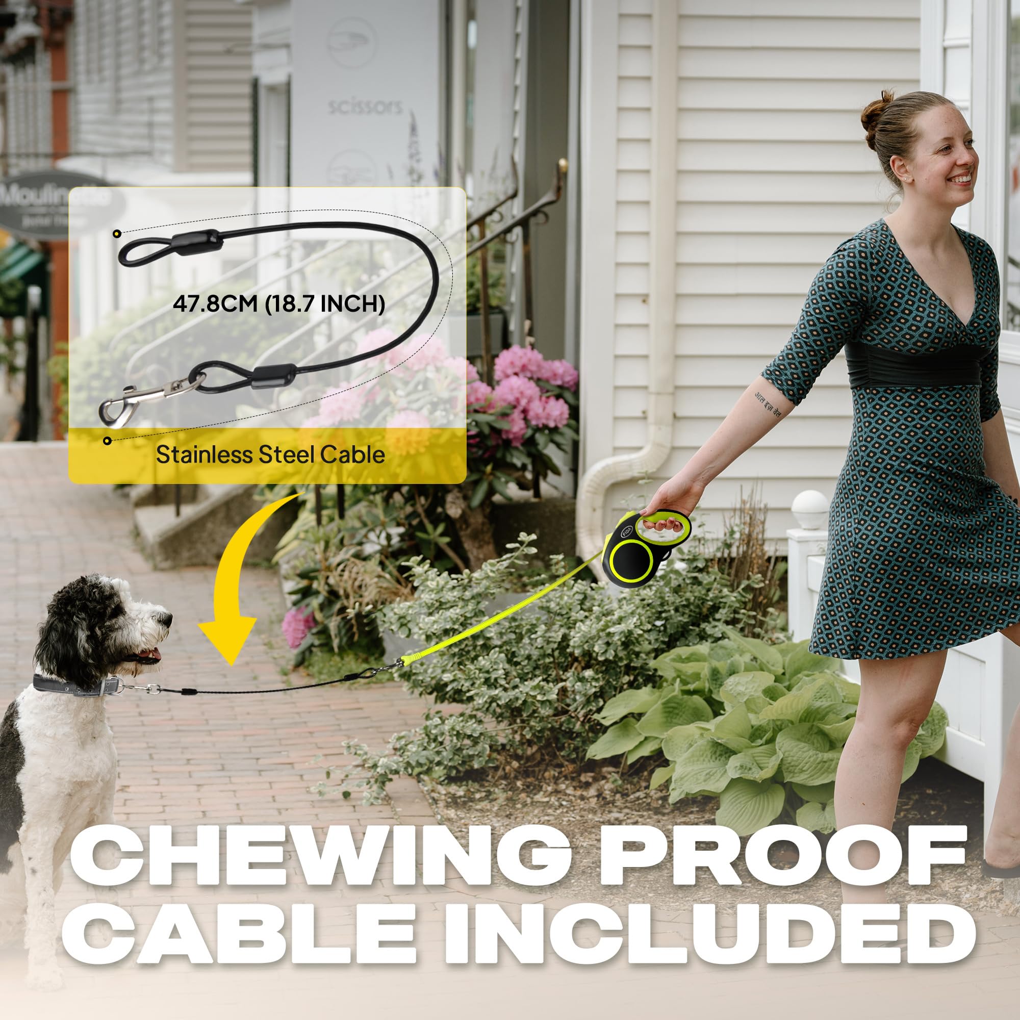 Retractable Dog Leash, 16 ft Dog Walking Leash for Small Dogs up to 26 lbs, 360° Tangle Free, Black