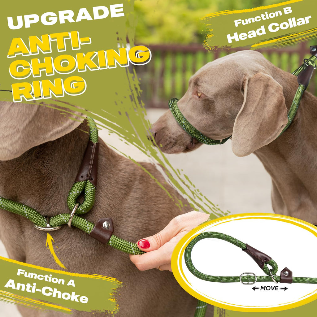 Durable Slip Lead Dog Leash, Heavy Duty Dog Loop Leashes, Comfortable Strong Rope Slip Leash for Large Medium Dogs, No Pull Pet Training Lead with Highly Reflective