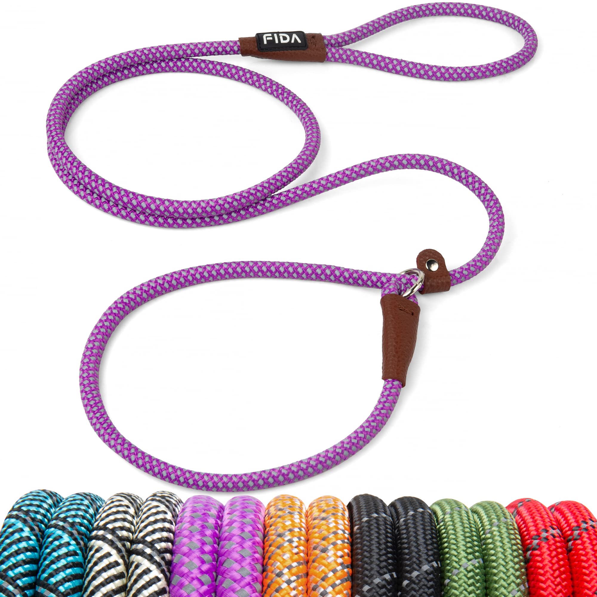 Durable Slip Lead Dog Leash, Heavy Duty Dog Loop Leashes, Comfortable Strong Rope Slip Leash for Large Medium Dogs, No Pull Pet Training Lead with Highly Reflective