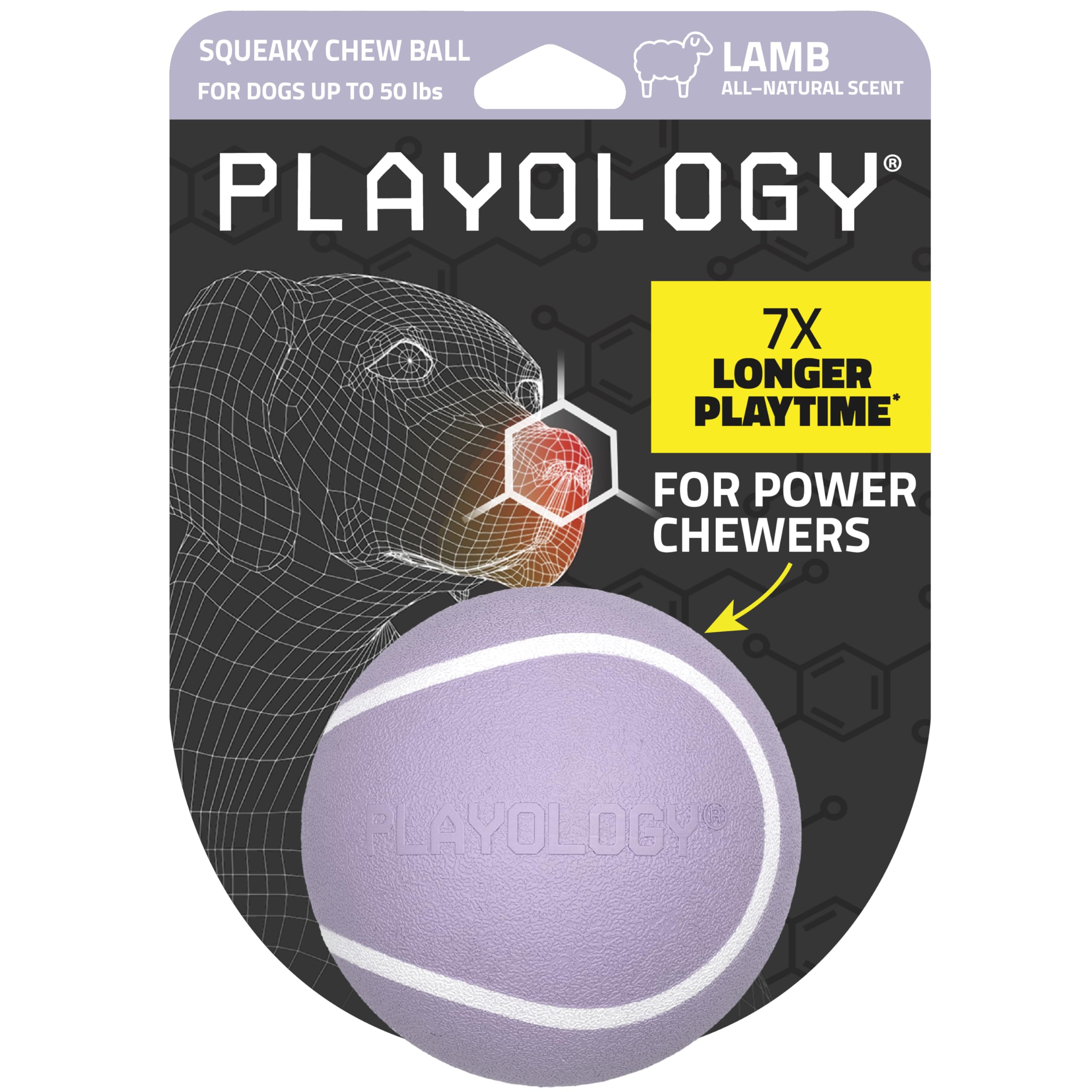 Playology Dog Toys | Squeaky Chew Ball - Bouncy Durable Floating Fetch Ball for Dogs | Medium Sweet Potato Scented Toy - Easy to Clean and Made from Non Toxic Materials