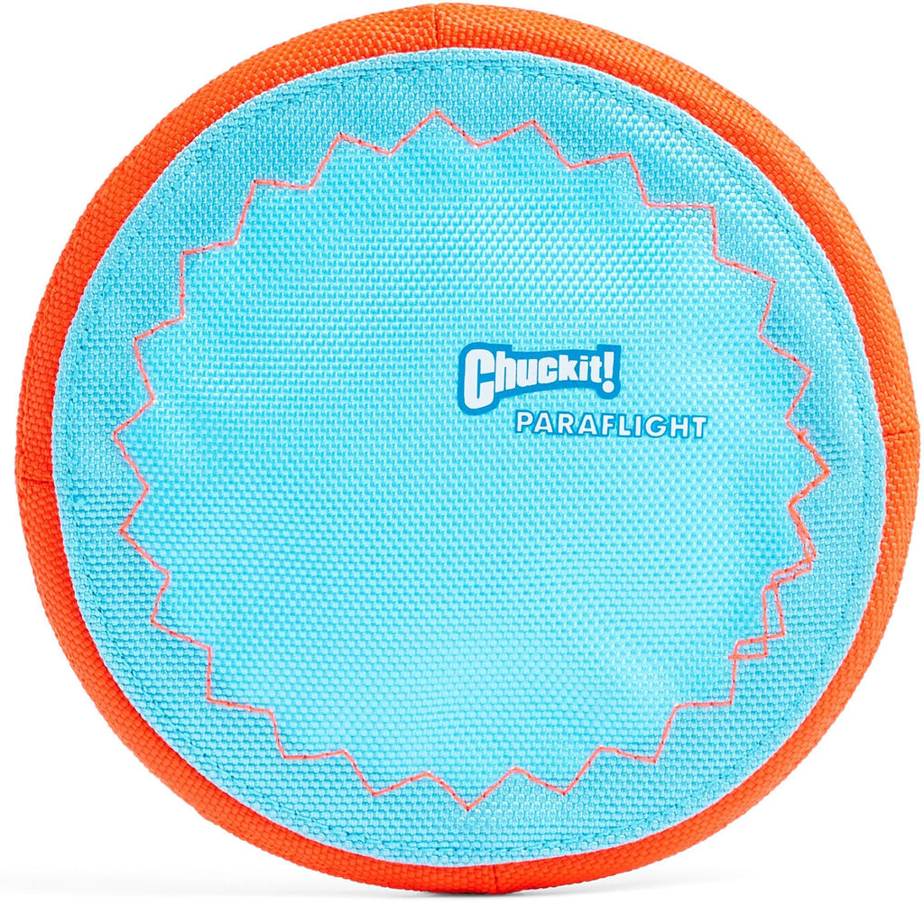 Chuckit! Paraflight Flying Disc Dog Toy - Water Floating Flyer - Durable Nylon Construction with Soft Rubber Edges - For Medium and Large Dogs - Size Large - 9.75" L x 9.75" W - Pack of 1