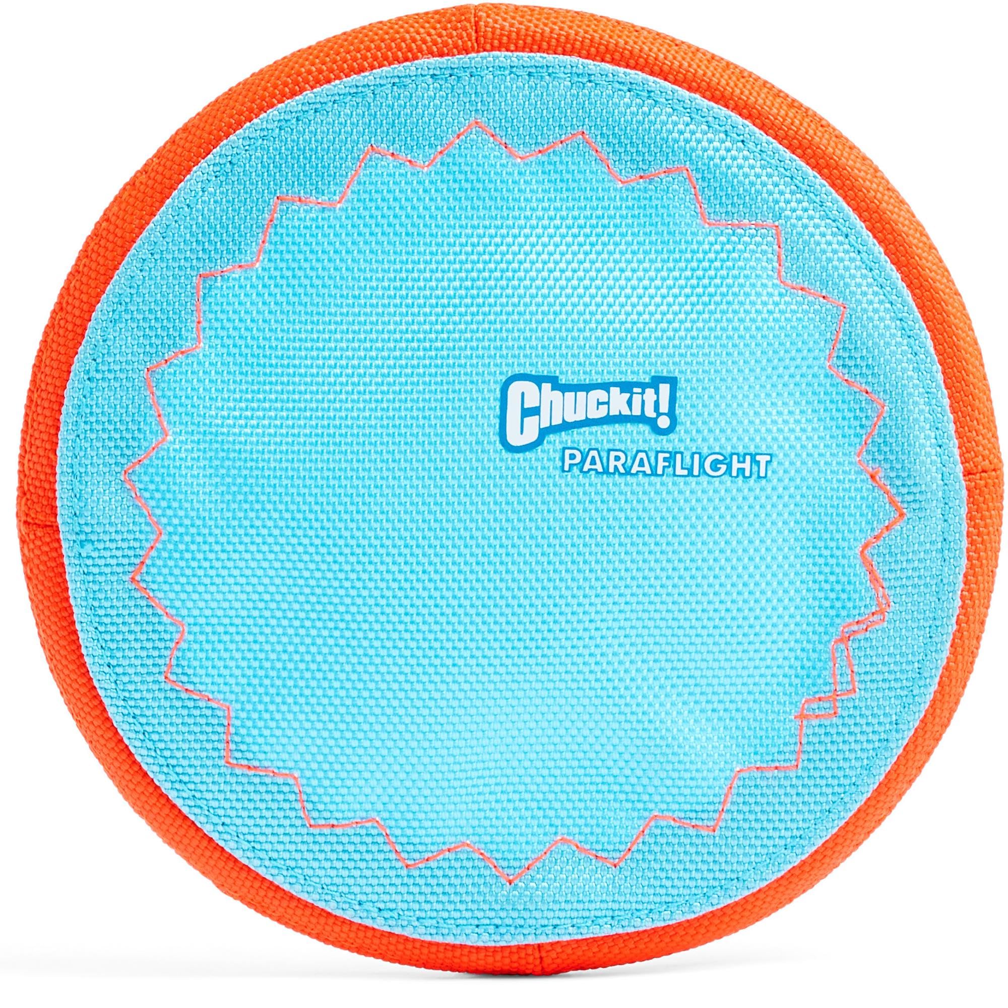 Chuckit! Paraflight Flying Disc Dog Toy - Water Floating Flyer - Durable Nylon Construction with Soft Rubber Edges - For Medium and Large Dogs - Size Large - 9.75" L x 9.75" W - Pack of 1