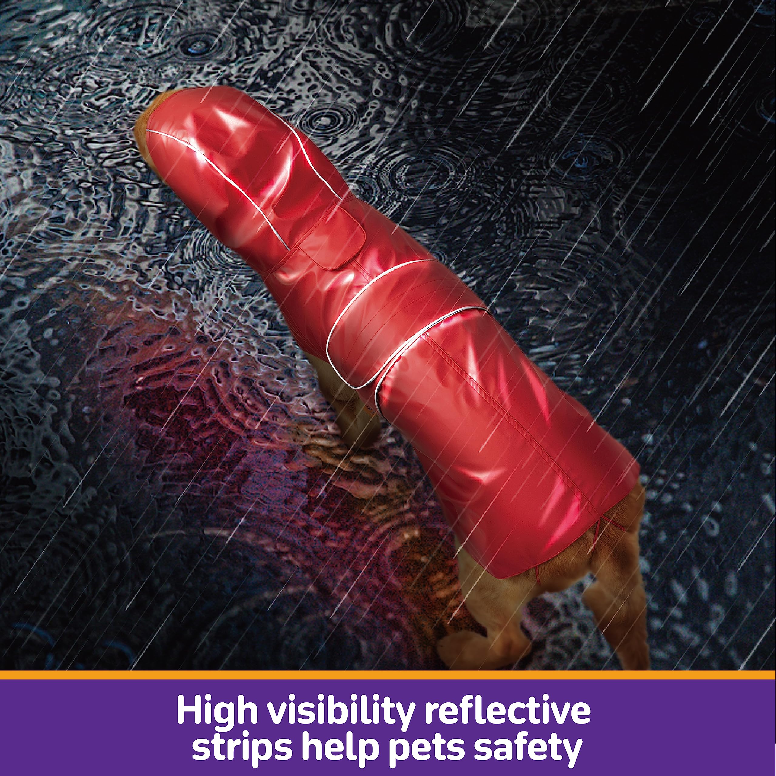 Dog Raincoat Reversible, Single Side Slicker Poncho Adjustable Waterproof Dog Rain Jacket with Leash Hole/Reflective Stripe Hooded Snowproof Windproof Clothes.