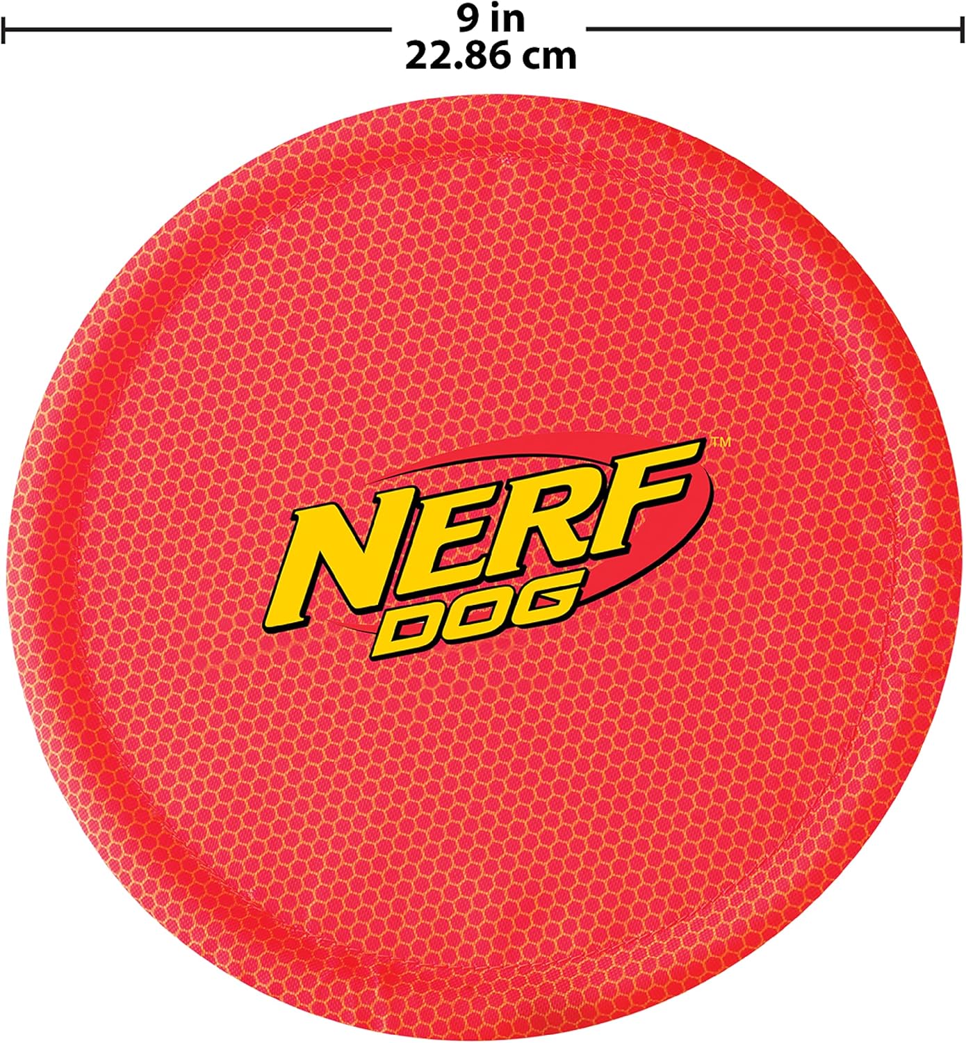 Nerf Dog Nylon Flyer Dog Toy, Flying Disc, Lightweight, Durable and Water Resistant, Great for Beach and Pool, 9 inch diameter, for Medium/Large Breeds, Single Unit, Red