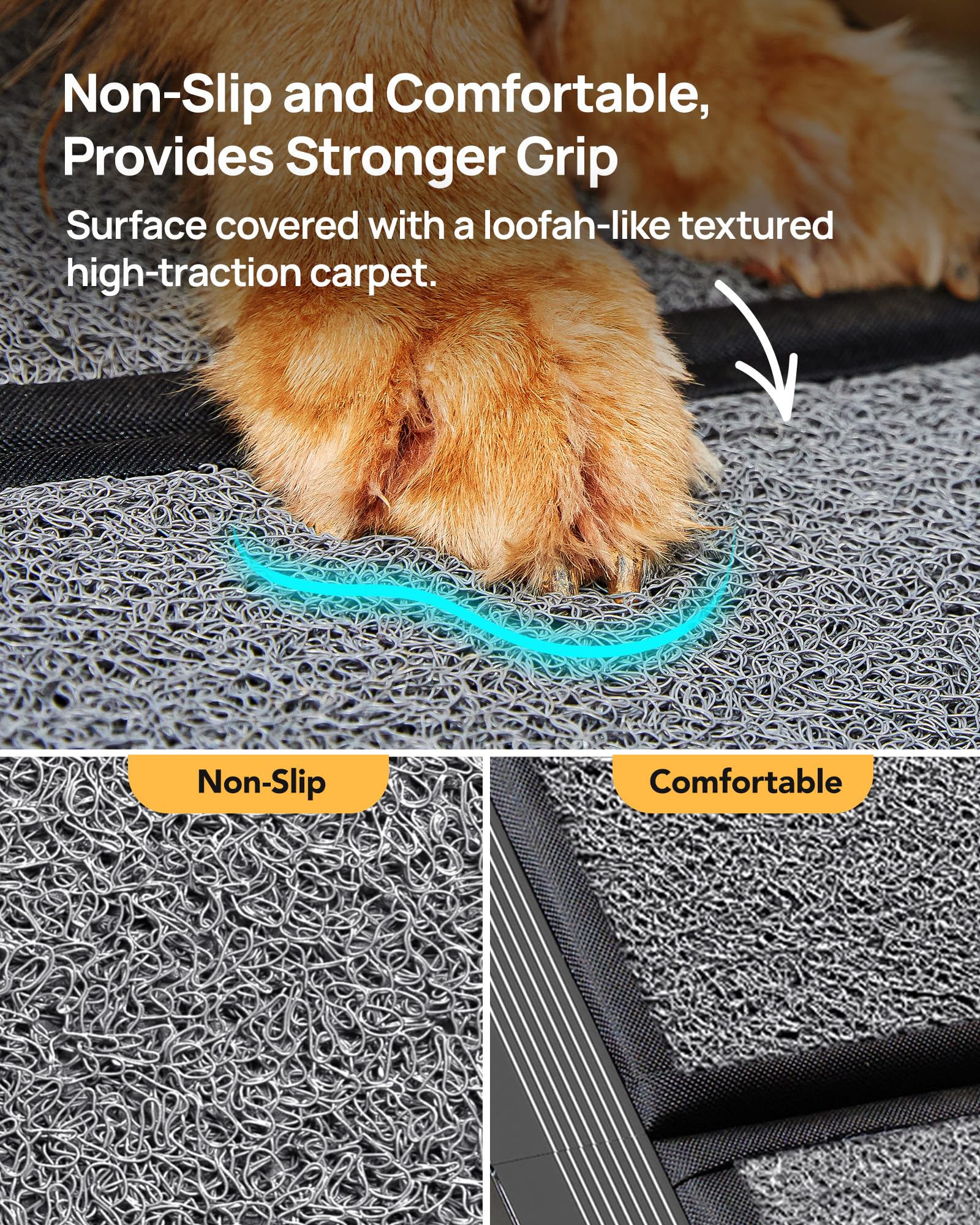 Dog Ramp for Car 63" Long & 17" Wide Portable Dog Ramps for Large Dogs with Non-Slip Rug Surface Dog Car Ramp for SUV Car & Truck, Folding Dog Ramp Up to 250LBS