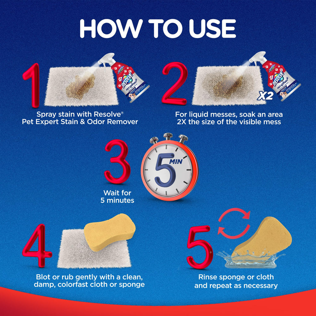 Resolve Pet Expert Stain and Odor Remover, Carpet Cleaner, Pet Stain and Odor Remover, Carpet & Upholstery Cleaner - Removes Stains and Odors, 22 oz