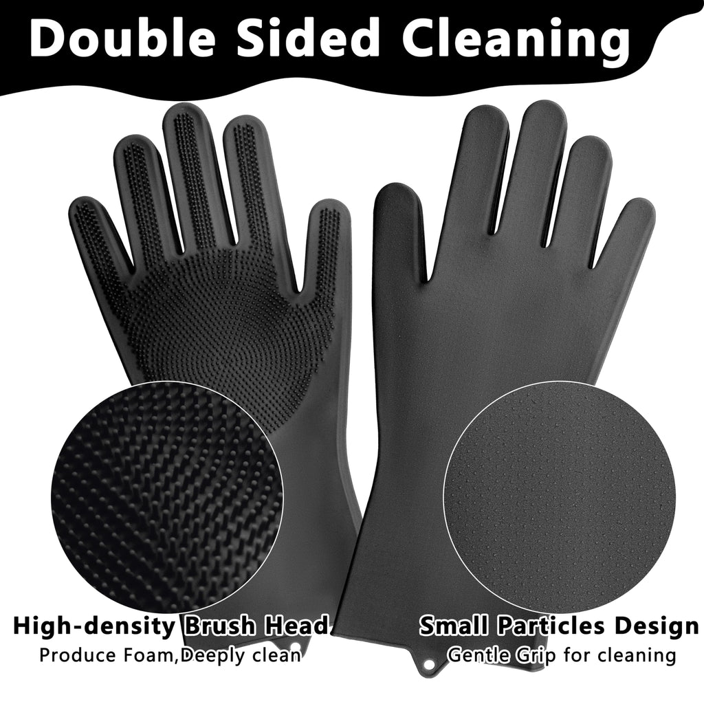 Pet Grooming Gloves—Heat Resistant Dog Washing Gloves with High-Density Teeth, Dog Bath Scrubber with Enhanced Five Finger Design, Silicone Gloves for Dogs and Cats Bathing, Massage (Blue)